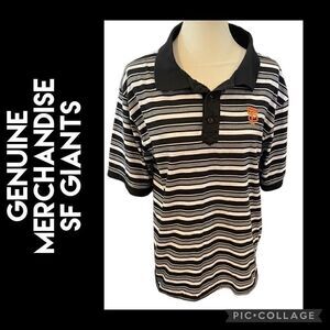 Genuine Merchandise True Fan Black&White Striped Half Button Down Short Sleeve S